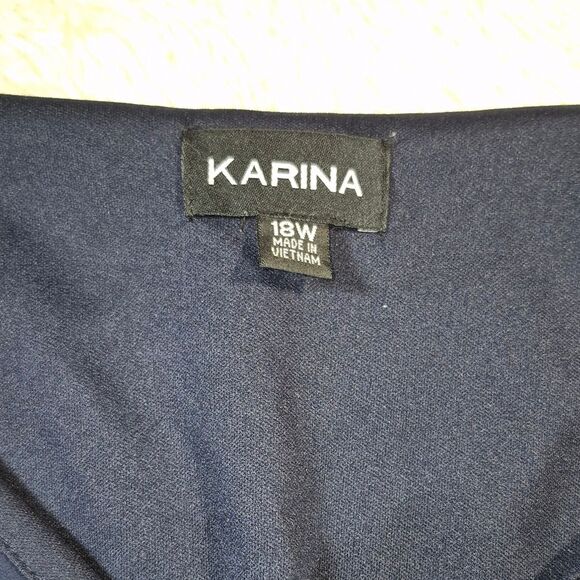 Karina Navy Chiffon Kaftan Dress Beaded Empire Waist Size Special Occasion 18... - Picture 4 of 9